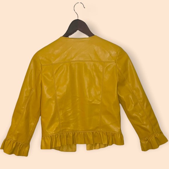 Cropped ruffle faux leather jacket - Picture 2 of 2